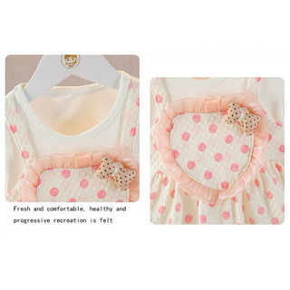 Váy cotton bé gái mùa hè dạng yếm liền xinh xắn váy ngắn tay chấm bi trái tim to D1131 Bí Ngô Nhỏ