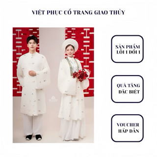 Cặp Áo Nhật Bình Hot Trend 2025 Chất Liệu Vải Tơ Thuê , Việt Phục Cổ Trang Giao Thủy