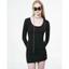 Áo Thun Nữ Đen Cổ Tròn Tay Dài Ôm Sát - THUNDEROUS SLEEVES TOP / BLACK