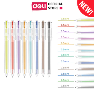 Bút bi nước mực gel bấm EG118 nhiều màu 0.5mm Deli xinh xắn nhanh khô viết đều nhiều mực