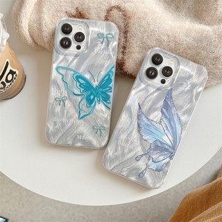Ốp Lưng iPhone Silicon Butterfly Ánh Bạc, Chống Sốc, Bảo Vệ Camera - iP X/XS/XR/11/12/13/14/15/16/17/Plus/Air/Pro/Max