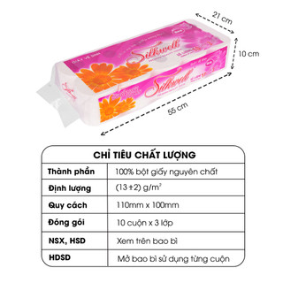 Giấy Vệ sinh Silkwell Tím cao cấp 10 cuộn 3 lớp mềm mịn, giấy vệ sinh siêu dai hàng chính hãng