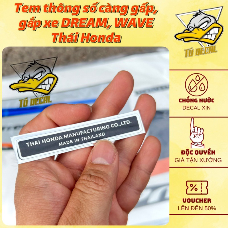 Tem Logo Sticker Thông Số Càng Gắp Xe Dream, Wave Thái, Chất Liệu Decal ...