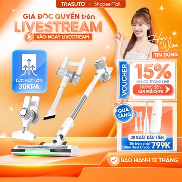 Máy Hút Bụi Cầm Tay Không Dây MASUTO 30KPa, Máy Hút Bụi Giường Nệm Gia Đình Lọc HEPA Kép 5 Đầu Hút Dùng Pin