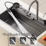 [Hàng Nhập Khẩu] Chậu rửa chén bát 2 phím đàn màu đen titan inox 304 cao cấp, vòi rửa đa năng, màn hình LED nhiệt độ. — ảnh 7