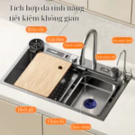 [Hàng Nhập Khẩu] Chậu rửa chén bát 2 phím đàn màu đen titan inox 304 cao cấp, vòi rửa đa năng, màn hình LED nhiệt độ. — ảnh 2