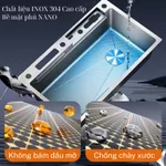 [Hàng Nhập Khẩu] Chậu rửa chén bát 2 phím đàn màu đen titan inox 304 cao cấp, vòi rửa đa năng, màn hình LED nhiệt độ. — ảnh 5