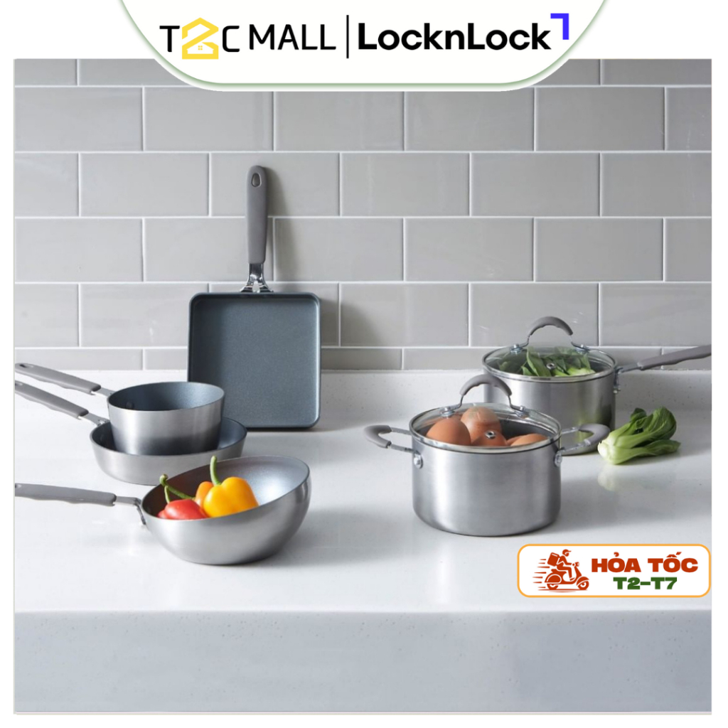 Nồi cháo quánh chống dính nhỏ mini cute KHÔNG DÙNG BẾP TỪ, chảo vuông Handycook 16cm T2C Mall