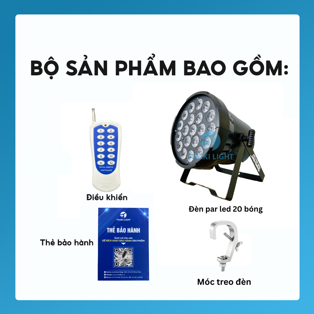 Đèn Sân Khấu Par LED 20x12W THAKI LIGHT RGBW - Giải Pháp Ánh Sáng Hoàn Hảo Cho Mọi Sự Kiện