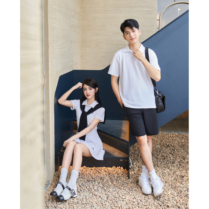Set đồ đôi nam nữ Destie LILA đồ cặp thể thao couple polo nam váy tennis nữ basic chất liệu cotton