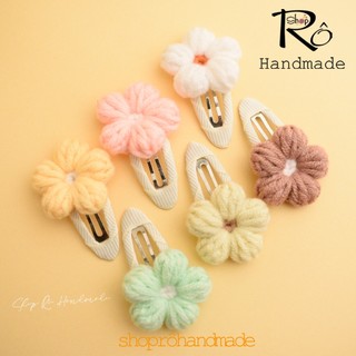 Kẹp tóc hoa cúc len size to nhiều màu pastel cho nữ và bé gái siêu xinh 5.5cm |Shop Rô Handmade