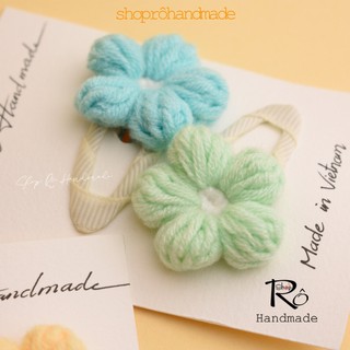 Kẹp tóc hoa cúc len size to nhiều màu pastel cho nữ và bé gái siêu xinh 5.5cm |Shop Rô Handmade
