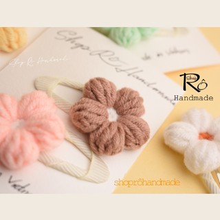 Kẹp tóc hoa cúc len size to nhiều màu pastel cho nữ và bé gái siêu xinh 5.5cm |Shop Rô Handmade