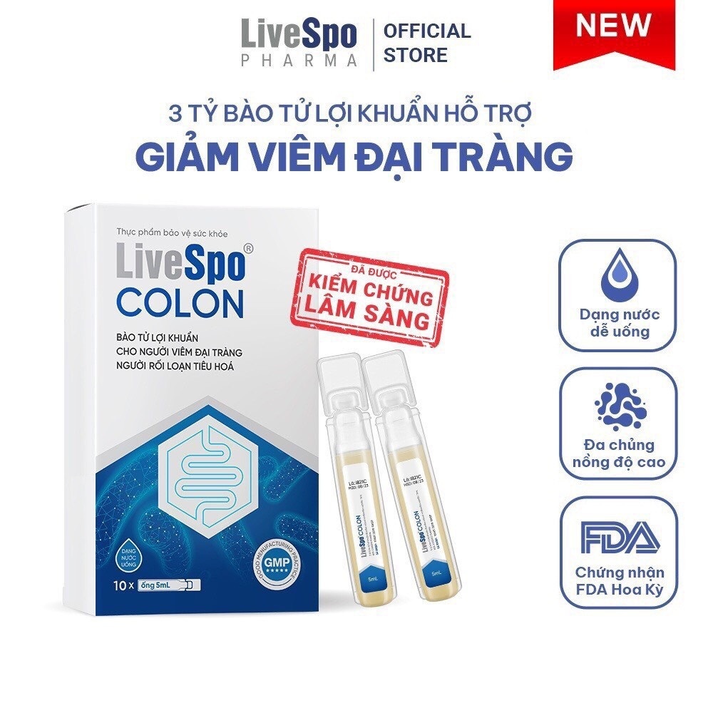 Combo 9 Hộp Bào tử lợi khuẩn LiveSpo Colon dùng cho Viêm Đại Tràng, Tiêu chảy, Táo bón(10 ống)