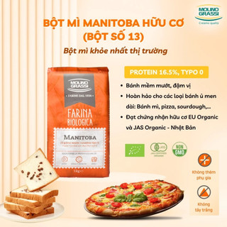 Bột mì hữu cơ Molino Grassi Bột số 8, số 11, 13 (cake, đa dụng, manitoba, nguyên cám)