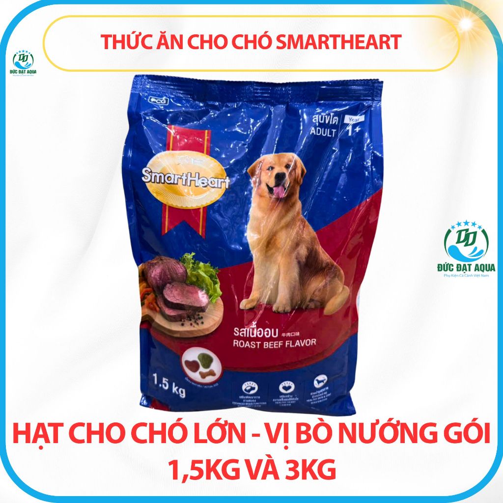 Thức ăn cho chó SmartHeart hạt cho chó lớn - vị bò nướng gói 1,5kg & 3kg nhập khâu thái lan 8