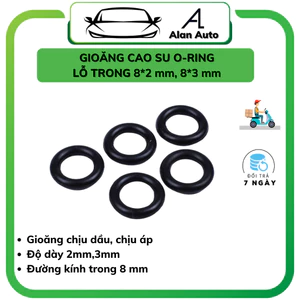 Gioăng cao su 8*2 mm, 8*3 mm, 8*3,5 mm, Gioang cao su lỗ tròn 8mm, chịu dầu, chịu áp