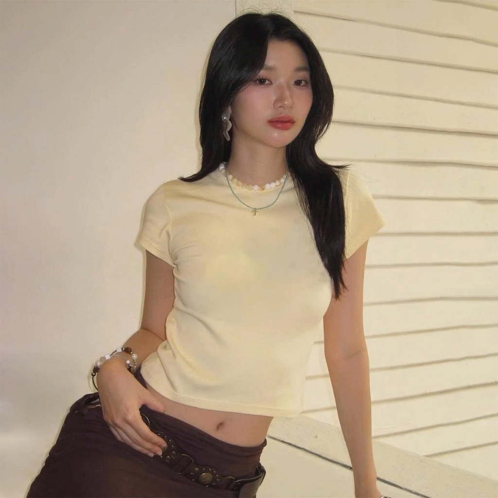 Áo thun nữ dám om Form babytee MCA cổ tròn viền phong cách basic A51384 [ Video sp thực tế ]