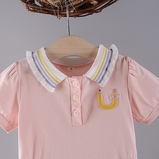 Váy polo cho bé gái 6th-2 tuổi cổ áo sọc 3 màu thêu dễ thương D1133 Bí Ngô Nhỏ