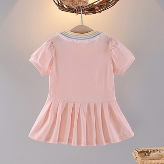 Váy polo cho bé gái 6th-2 tuổi cổ áo sọc 3 màu thêu dễ thương D1133 Bí Ngô Nhỏ