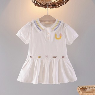 Váy polo cho bé gái 6th-2 tuổi cổ áo sọc 3 màu thêu dễ thương D1133 Bí Ngô Nhỏ