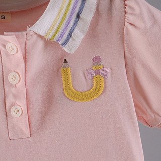 Váy polo cho bé gái 6th-2 tuổi cổ áo sọc 3 màu thêu dễ thương D1133 Bí Ngô Nhỏ
