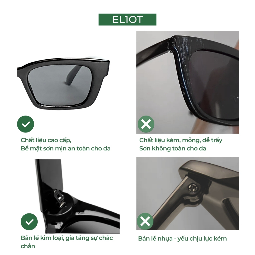 Kính râm mắt vuông ELIOT Eyewear tròng kính chống tia UV400 kiểu dáng thời trang phù hợp cả nam và nữ EL5634