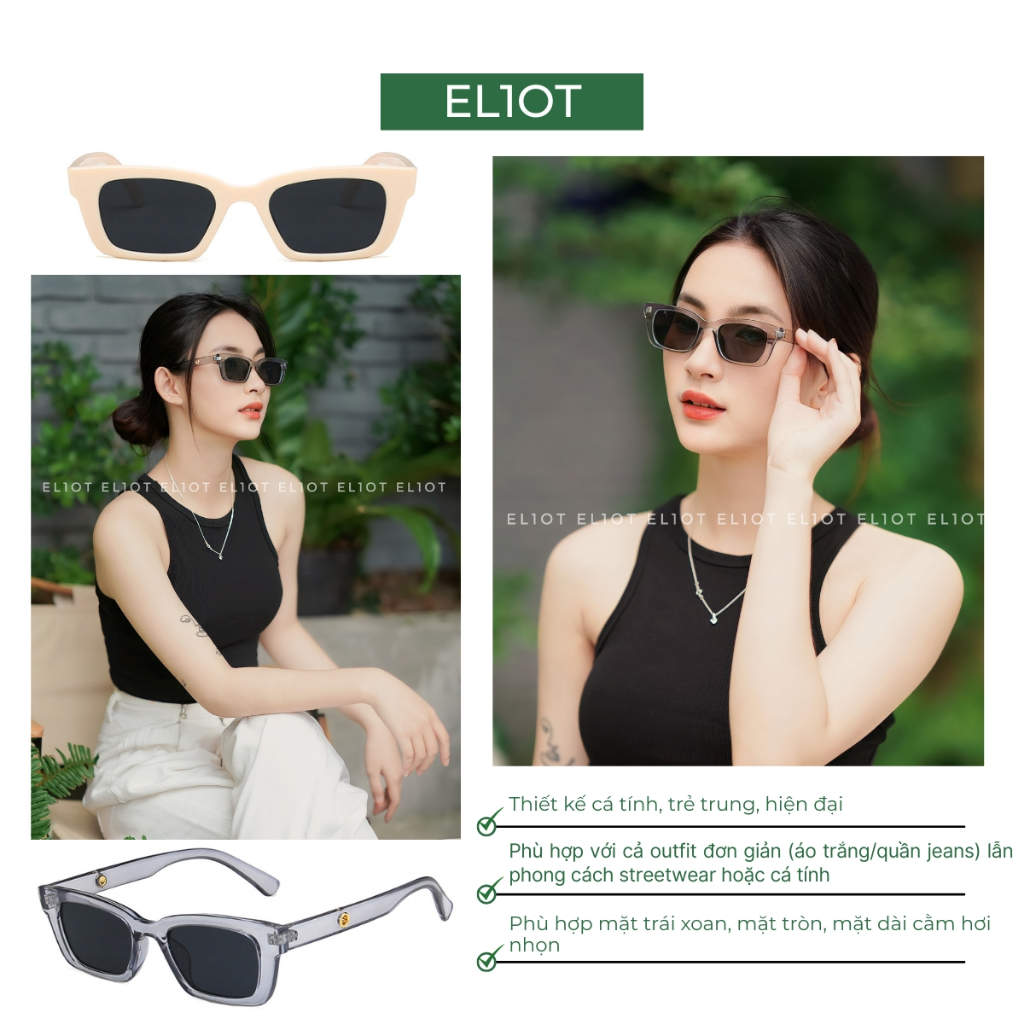 Kính râm mắt vuông ELIOT Eyewear tròng kính chống tia UV400 kiểu dáng thời trang phù hợp cả nam và nữ EL5634