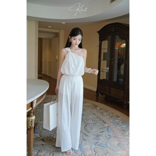 Set Khiết Style áo lệch vai + quần dài linen thun phong cách thanh lịch KS175