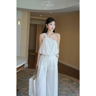 Set Khiết Style áo lệch vai + quần dài linen thun phong cách thanh lịch KS175