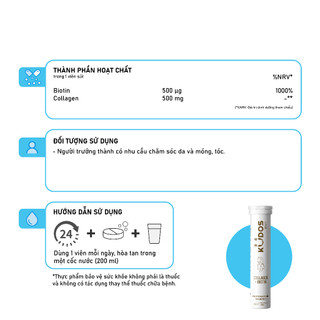 [HÀNG CẬN DATE - HSD 01/2027] TPBVSK Viên sủi KUDOS COLLAGEN, bổ sung Collagen và Biotin tốt cho da (20 viên/tuýp)