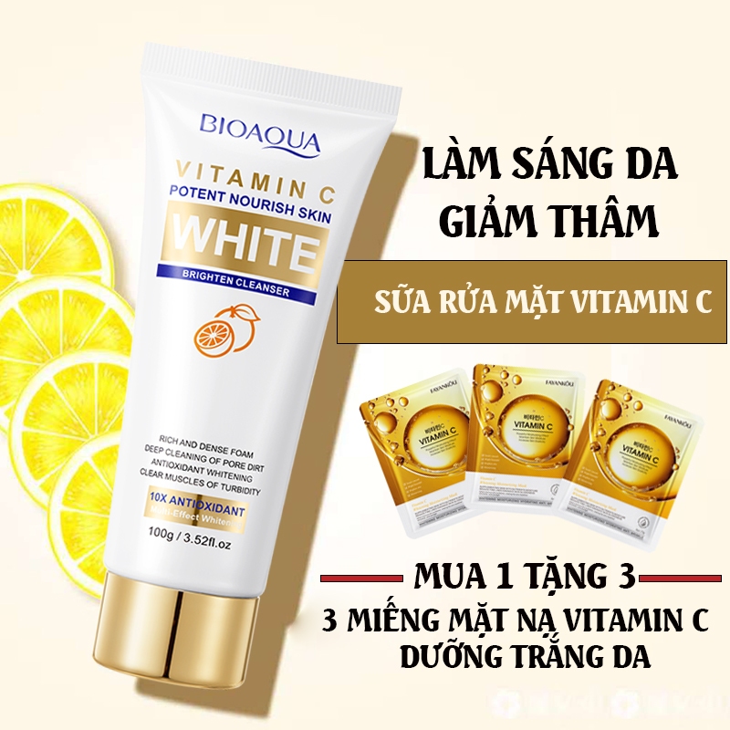 🔥Sữa Rửa Mặt Vitamin C 15% & Amino Acid 100g Dưỡng Sáng Kiểm Soát Dầu Cho Da Mụn/Nhạy Cảm​【Mua 1 Tặng 3】