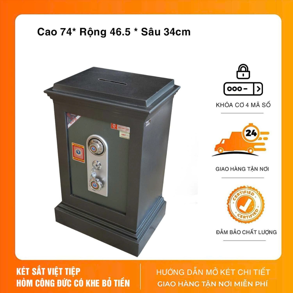 [KÉT CÔNG ĐỨC] Két Việt Tiệp KVT65KC Khóa Cơ Công Đức Thu Ngân Chốt Đúc Đặc 80KG, 100KG, 130KG Miễn Ship Toàn Quốc