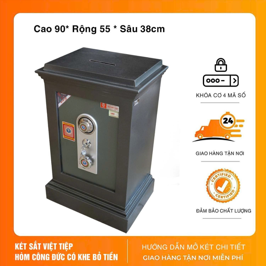[KÉT CÔNG ĐỨC] Két Việt Tiệp KVT65KC Khóa Cơ Công Đức Thu Ngân Chốt Đúc Đặc 80KG, 100KG, 130KG Miễn Ship Toàn Quốc
