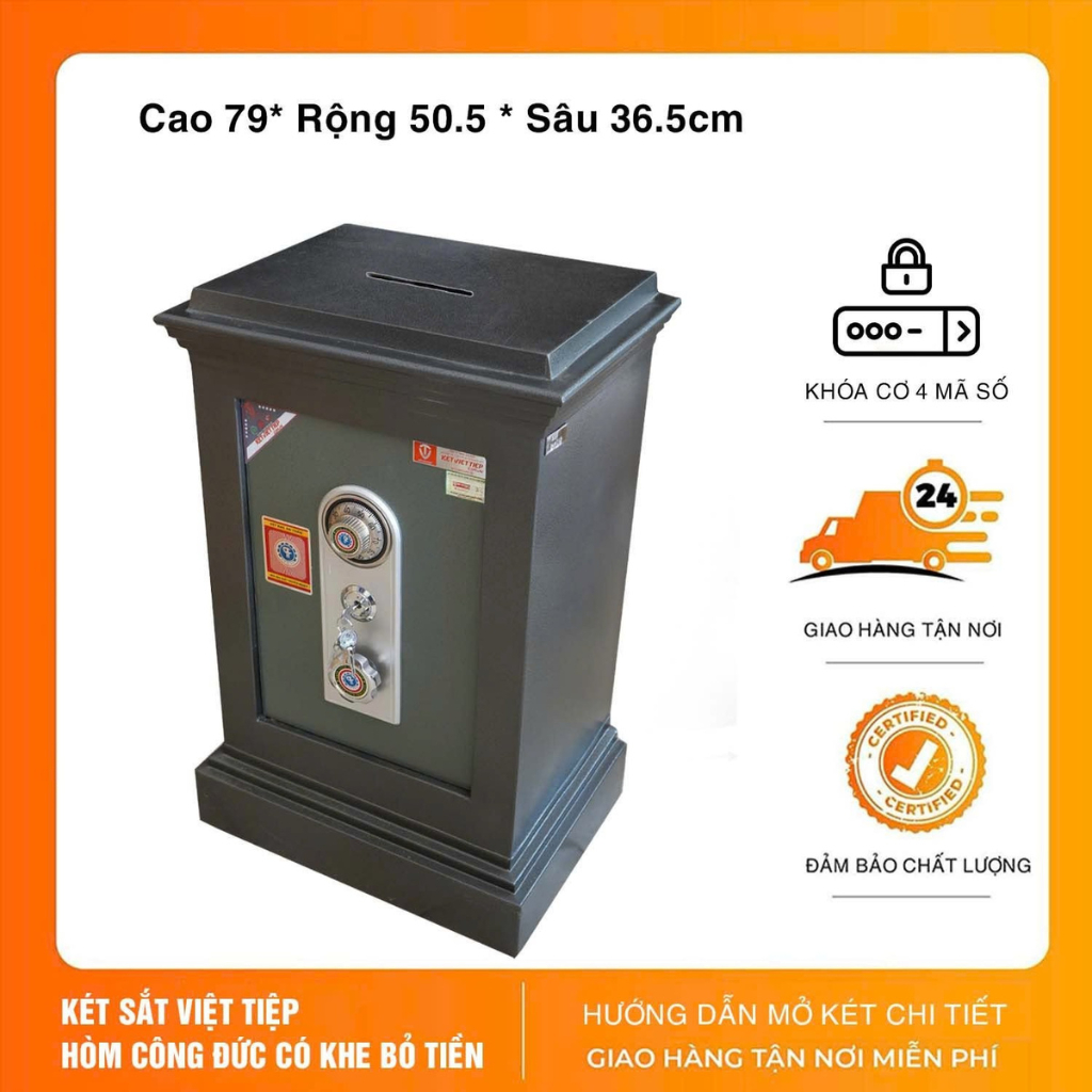 [KÉT CÔNG ĐỨC] Két Việt Tiệp KVT65KC Khóa Cơ Công Đức Thu Ngân Chốt Đúc Đặc 80KG, 100KG, 130KG Miễn Ship Toàn Quốc