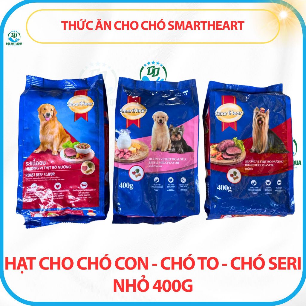 Thức ăn cho chó Smartheart 400g (COMBO 5 gói ) Hạt cho chó con,chó sz bé chó lớn, nhập khâu thái lan