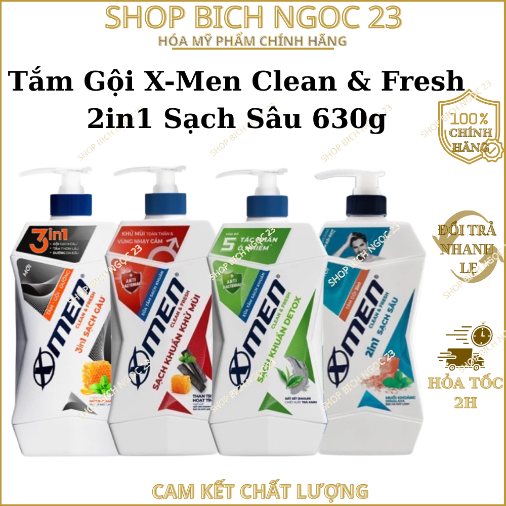 Tắm Gội X-Men Clean & Fresh 2in1 Sạch Sâu 610g