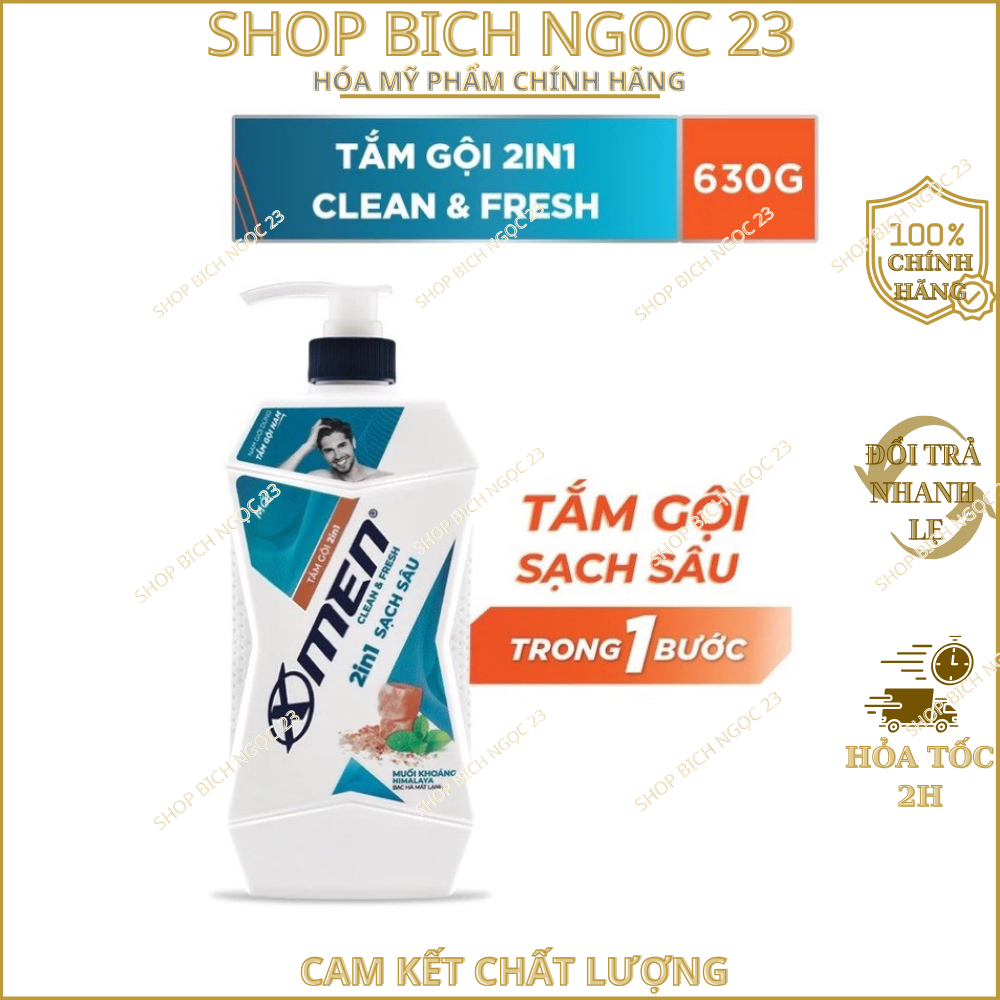 Tắm Gội X-Men Clean & Fresh 2in1 Sạch Sâu 610g