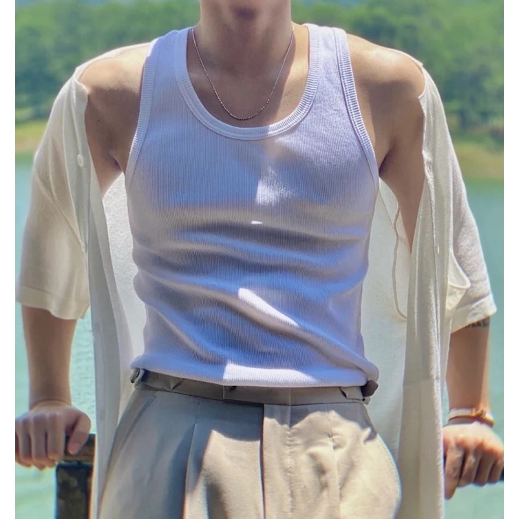 Áo Lót Ba Lỗ Nam Dáng Tank Top Khoét Sâu Mặc Lót, Thể Thao Chất Thun Gân Mềm Mại Halley B5