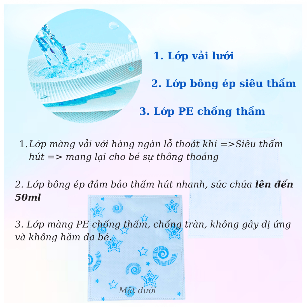 Lót Phân Su Sơ Sinh Babi 1 Ngừa Hăm Tã (Gói 50 Miếng)