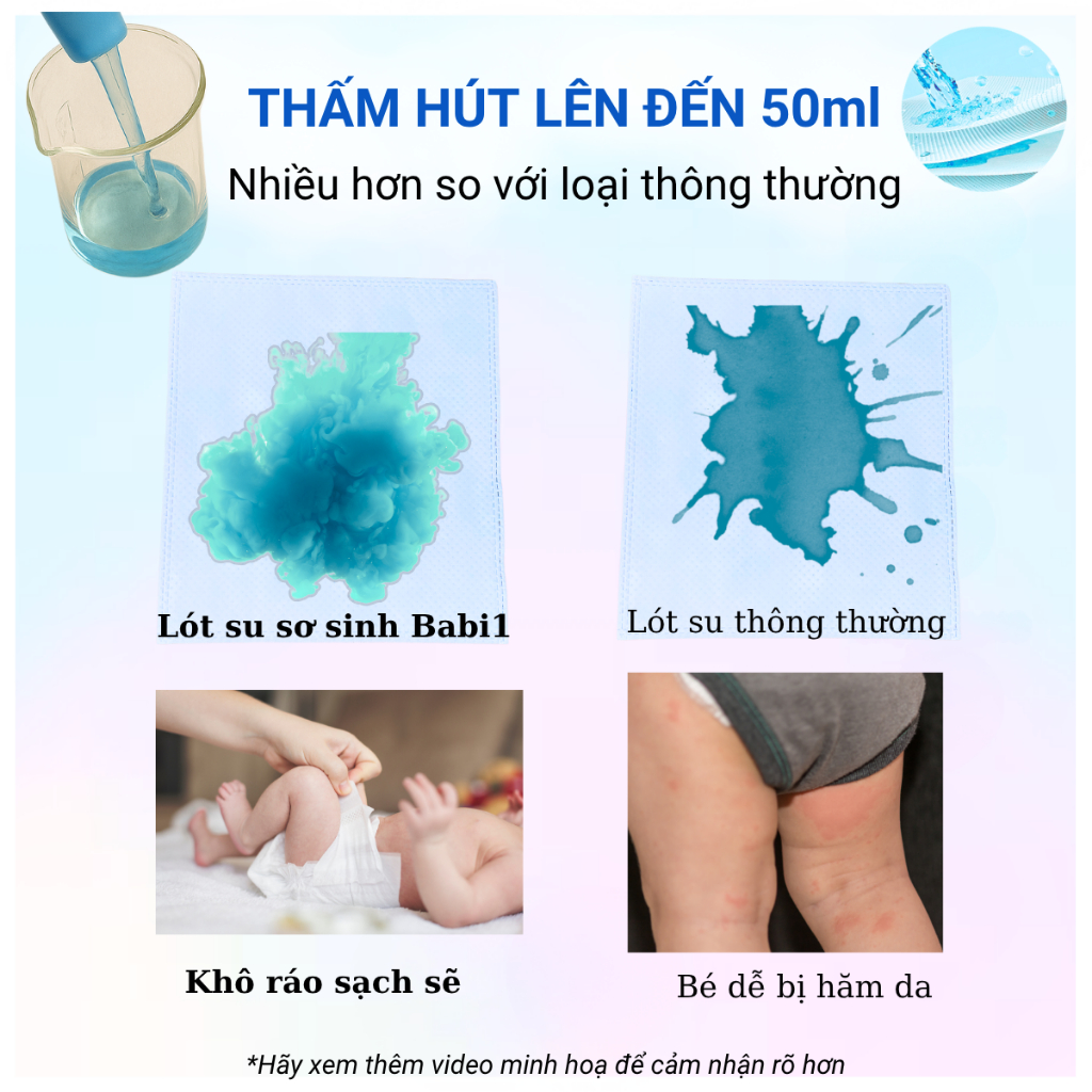 Lót Phân Su Sơ Sinh Babi 1 Ngừa Hăm Tã (Gói 50 Miếng)