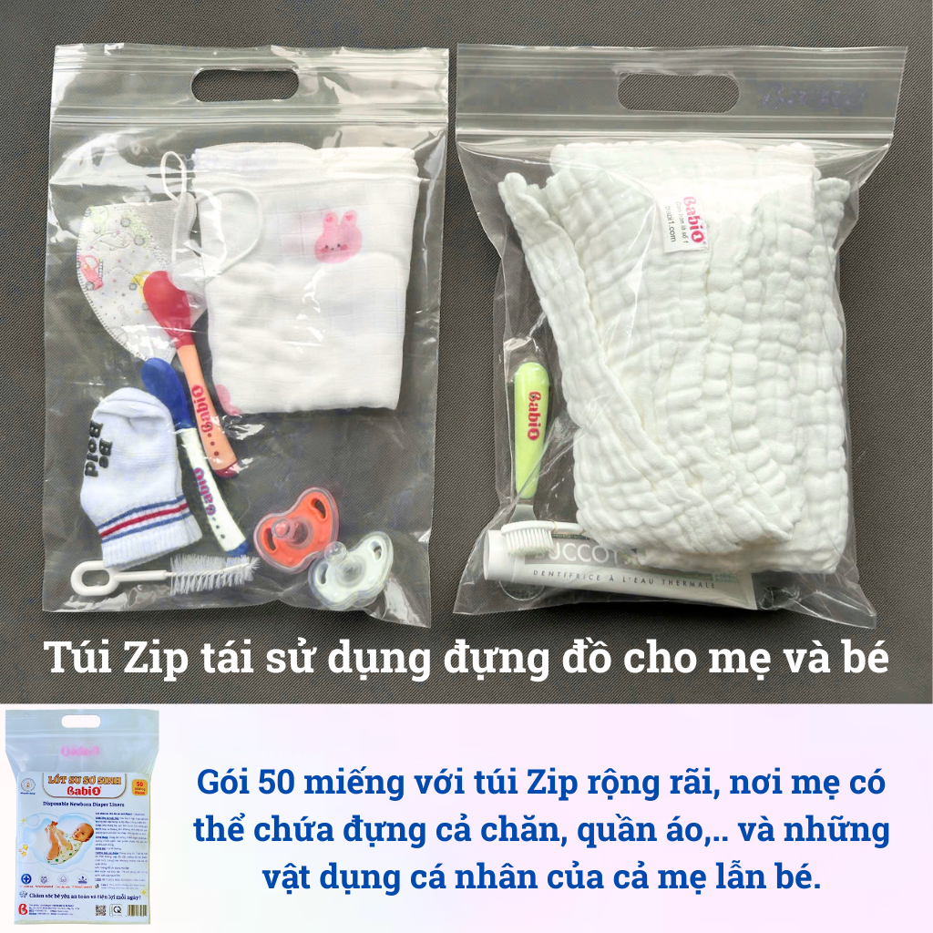 Lót Phân Su Sơ Sinh Babi 1 Ngừa Hăm Tã (Gói 50 Miếng)
