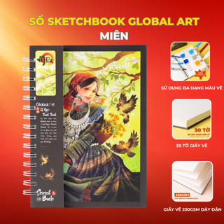 Sổ Vẽ A4 A5 Sketchbook Global Art 230gsm, Sổ Vẽ MIÊN Giấy Không Kỵ Tẩy, Dùng Sketch, Màu Nước, Acrylic S015/S016