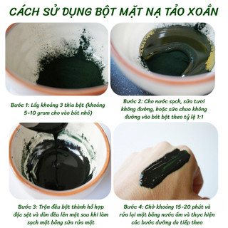 Bột tảo xoắn Spirulina giúp giảm mụn, kháng viem, ngăn ngừa mụn sử dụng trong spa TMV bịch 100 gram