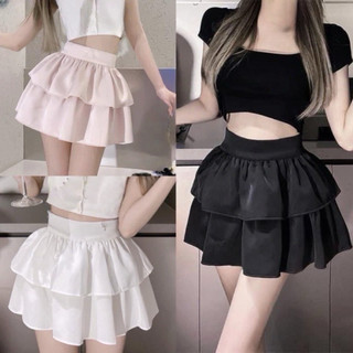 Chân váy hai tầng tennis xếp ly xoè phồng trắng đen hồng có quần trong bồng bềnh VANISA CV025