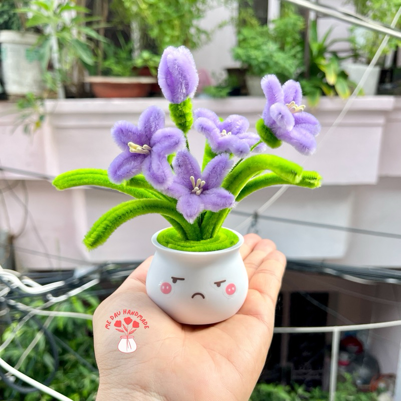 [Emoji Ngẫu nhiên] Chậu Hoa Kẽm Nhung Thủ công Handmade - Làm Quà tặng - Decor Trang trí nhà cửa, bàn học, bàn làm việc