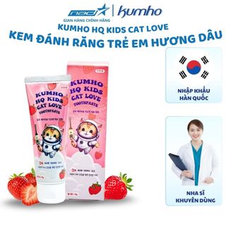 Kem Đánh Răng Trẻ Em Kumho HQ Kids Cat Love 70g Hương Dâu Chăm Sóc Răng Sữa, Hơi Thở Thơm Mát