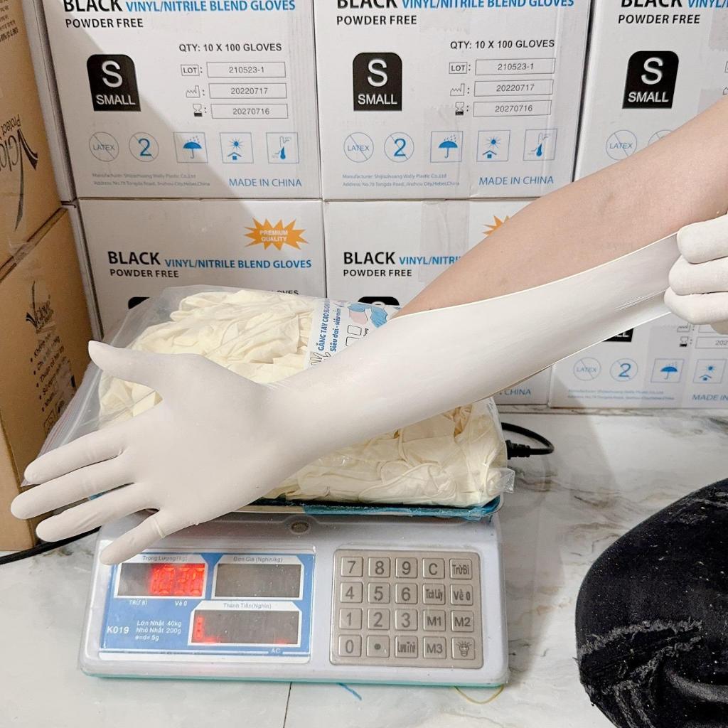 1Kg Găng Tay Cao Su Đa Năng latex Dài 30cm Màu Trắng Nhập khẩu Chống Nước,chống Hóa Chất