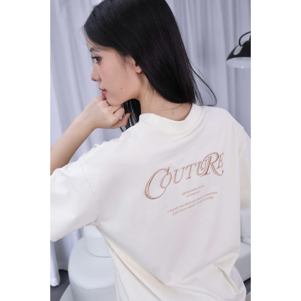 Áo Thun Boxy Couture Nevasome Cotton 250gsm Tay Lỡ Form Boxy Rộng Nam Nữ Cổ Tròn