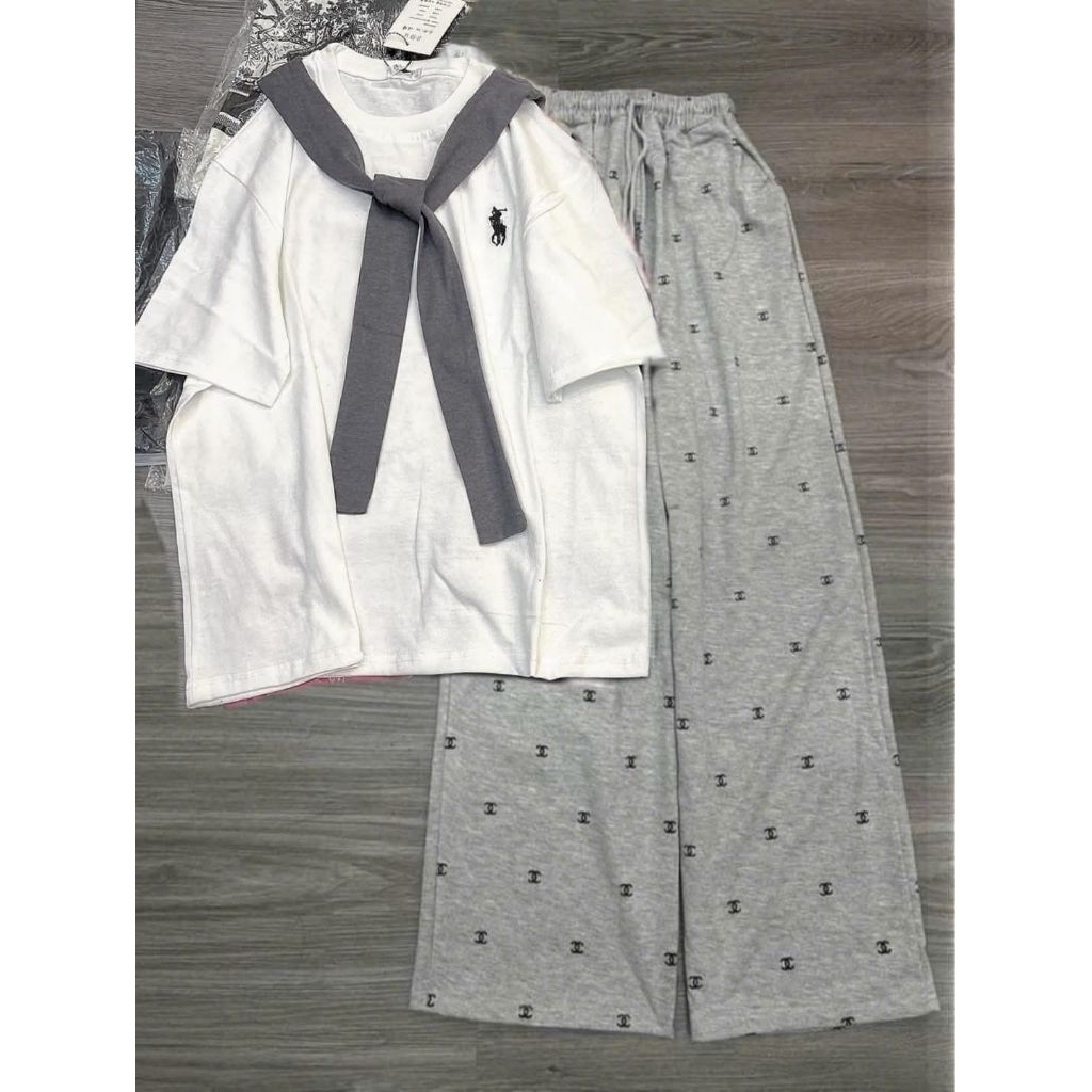 [ Rẻ Vô Địch ] Tổng hợp các sét bộ  quần ống suông cạp chun + mix kèm áo phông form rộng  tay lỡ unisex